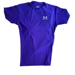 Under Armour Boys L Short Sleeve Performance Shirt Purple Athletic Tee